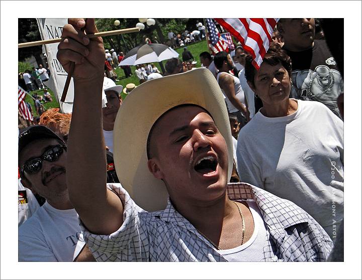 protesting worker in mexican hat