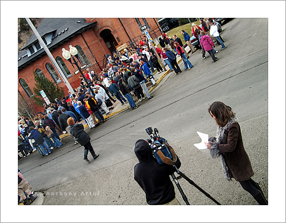 TV camera in front of the town hall